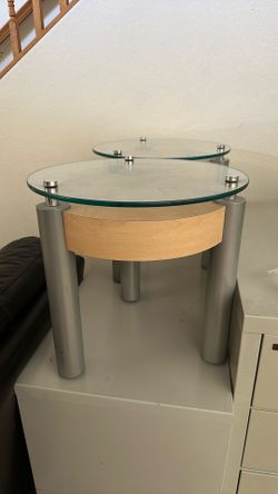2  small tables glass top