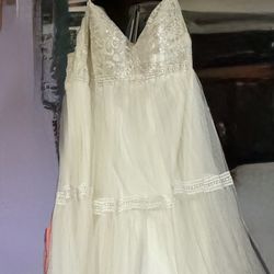 Boho Chiffon Corset Wedding Dress Size 20