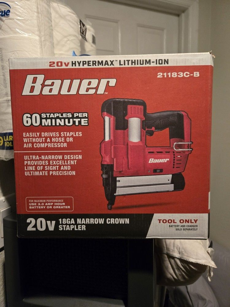 Bauer 20V Cordless 18 Gauge Narrow Crown Stapler