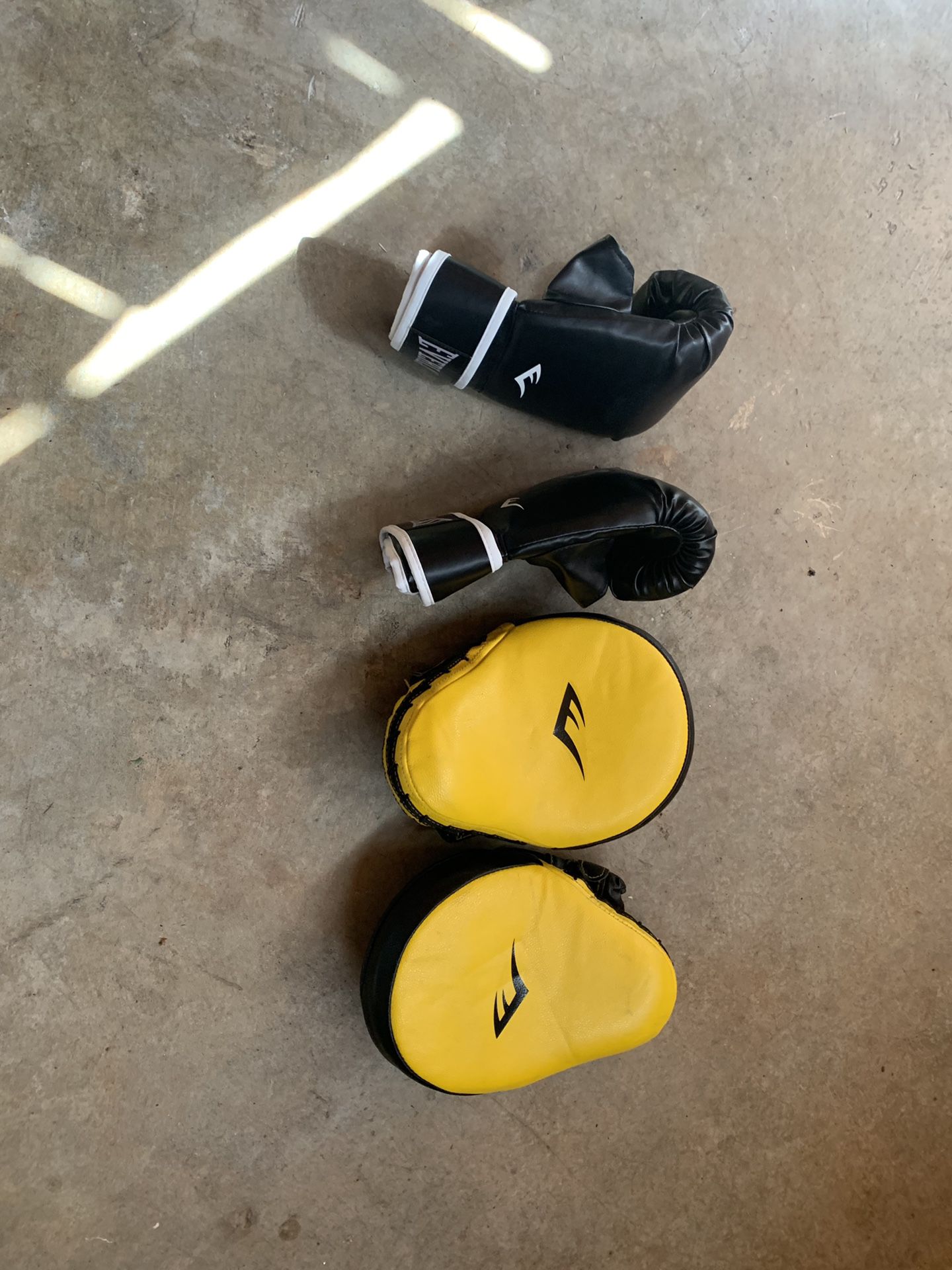 Everlast Punching bag and 3 different sets of boxing gloves