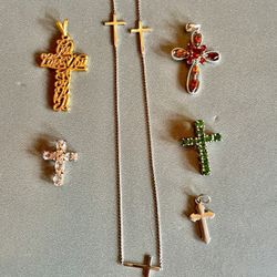 5 Cross Pendants & A Multi-cross Necklace