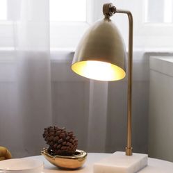 Antique Brass Lamp W/ Marble Base 