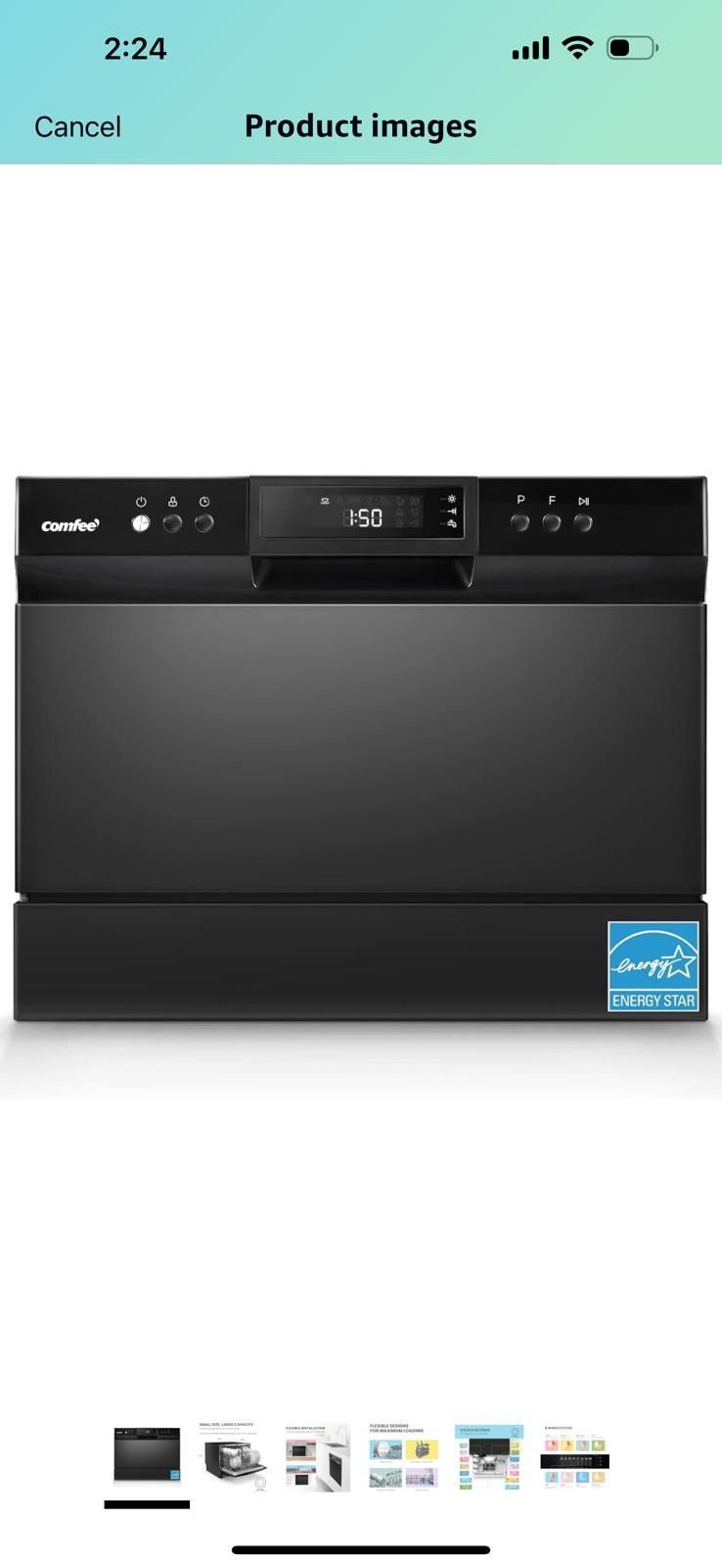 COMFEE’ Countertop Dishwasher, Energy Star Portable Dishwasher, 6 Place Settings