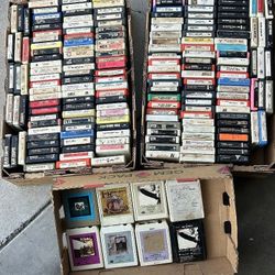 Vintage bulk lot of 190+ ROCK 8track cassette tape cartridges 
