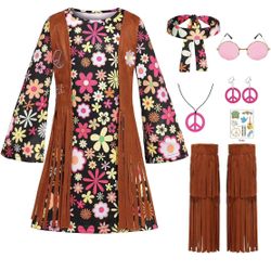 Kids 60s 70s Hippie Dress Sz L 