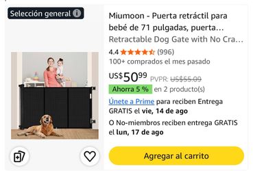 Miumoon Retractable Baby & Dog Gate 42” x 71” Black – New