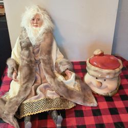 Vintage Christmas Santa And Cookie Jar
