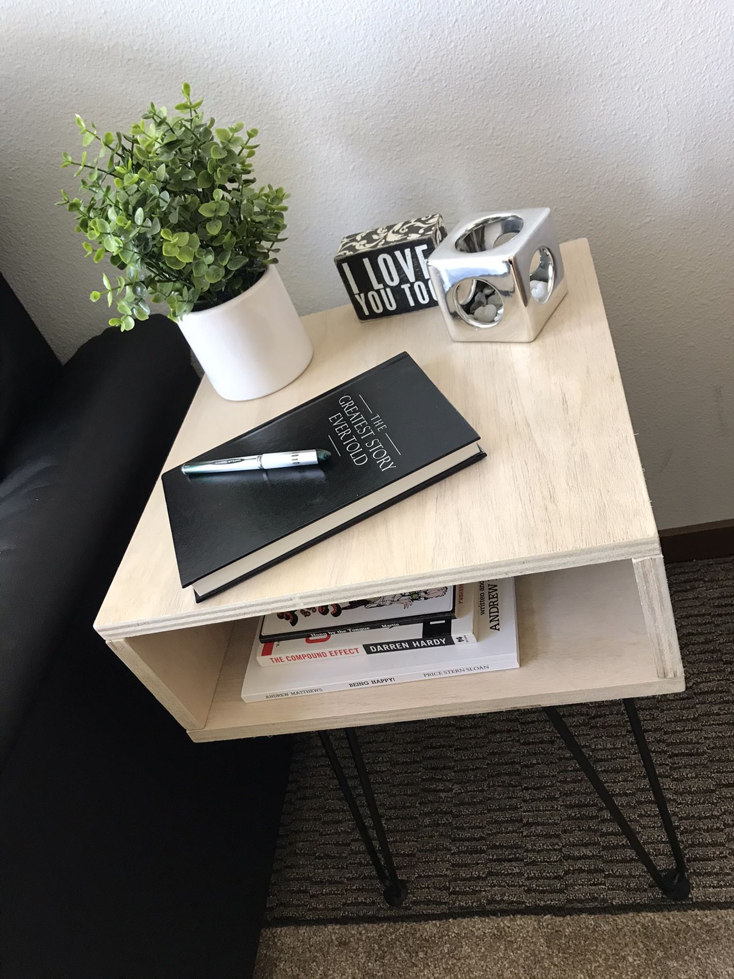 Industrial modern end table