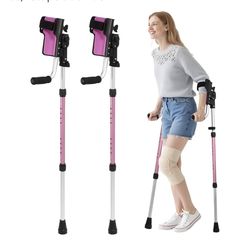 Adult Crutches with 3 Adjustable Angles for Forearm, Non-Slip Handles with EVA Elbow Support, Ergonomic Forearm Crutches for Leg Injuries, Recovery fr