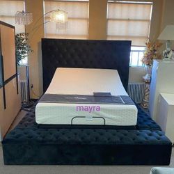 Brand New/ Black Velvet Queen Storage Platform Bed Frame Cama//King Size Available//Mattress Sold Separately,  Financing Options 