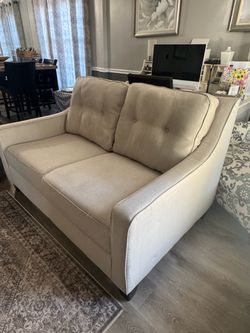 Beige Fabric Tufted Loveseat couch