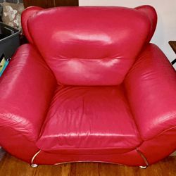 Red Faux Leather Sofa Chair