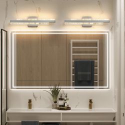 2 Bathroom Vanity Light Brushed Nickel 24 inch - 28W Dimmable LED Bath Bar Light Fixtures Over Mirror 