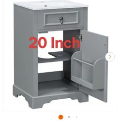 20 in. W x 18.3 in. D x 34 in. H Bathroom Gray Linen Cabinet