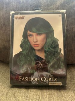 Spirit Halloween Fashion Curls Green Costume Wig