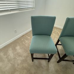 3 Breakfast Bar Teal Cloth Chais gently used and in good shape