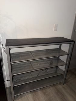 Entryway Shoe Organizer with Wood Top