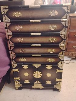 Tansu style vintage antique jewelry armoire
