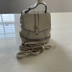 Beige Leather Backpack Bag
