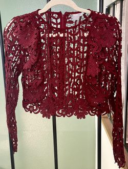 Asos Dark Red Guipure Women Top (4)