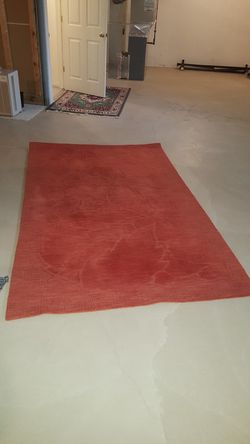 Burnt Orange Wool Area Rug, 5'x8'