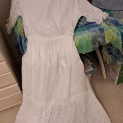 Beautiful  Long New Lined White Beach Dress