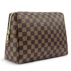 Makeup Bag Checkered Cosmetic Bag Large Travel Toiletry Organizer for Women/Girls