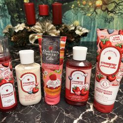 All Bath and Body Works Strawberry Pound Cake Set. All FULL. 