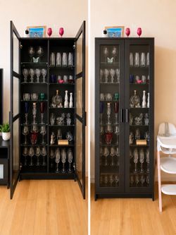 IKEA BRIMNES Glass Door Cabinet – Black Display Cabinet