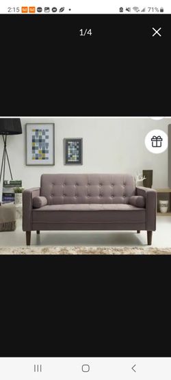 Mid-Century Tufted Fabric Sofa
