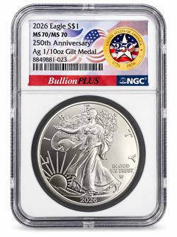 2026 American Silver Eagle NGC MS70/MS70 250th Anniversary