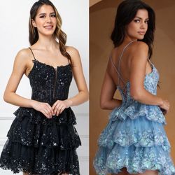 New With Tags Ruffled Layered Sequin Corset Back Short Formal Dress & Homecoming Dress $119