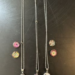 (A) Stainless Steel, Snap, On Charm Necklaces
