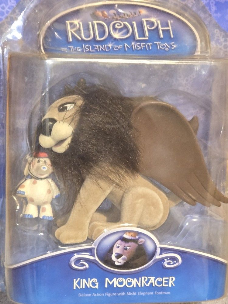 Rudolph & The Island Of Misfit Toys King Moonracer FLOCKED with Polka Dot Elephant Figure Set