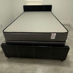 NEW BED FRAN FULL SIZE BLACK WITH MATTRESS FULL SIZE PLUSH - FREE DELIVERY AND ASSEMBLY 🚚✔️