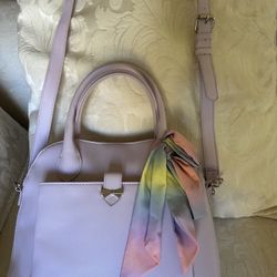 Betsy Johnson Satchel/crossbody . Large 12” L. Removable Strap And Scarf . Clean Interior With Logo Design 