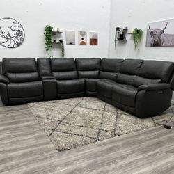 Leather Sectional Recliner Couch - Free Delivery 