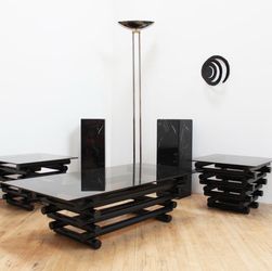 80s Postmodern Coffee Table End Tables 80s Sculptural Stacked Tubular