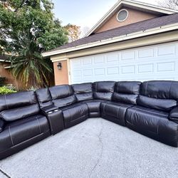 Real Leather Sectional with Electric Recliners. Real Leather. Delivery Available