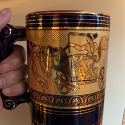 Greek Mug Vintage 6 1/4 High  4  Inches Side To Side