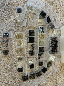Large Assortment Of  Black/White Glass/Crystal/Plastic Beads