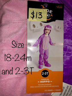 NEW Toddler Hippo Halloween Costume size 18-24m and 2-3T