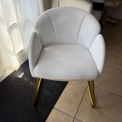 Modern White Accent Chair w/ Gold Legs 