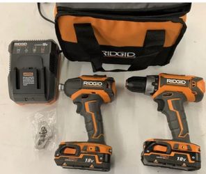 RIDGID R9603 Brushless Drill/driver & Impact Driver Kit 2 Battery’s + Charger