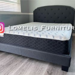 Queen Size Burlap Bed W Ortho Mattress Included 