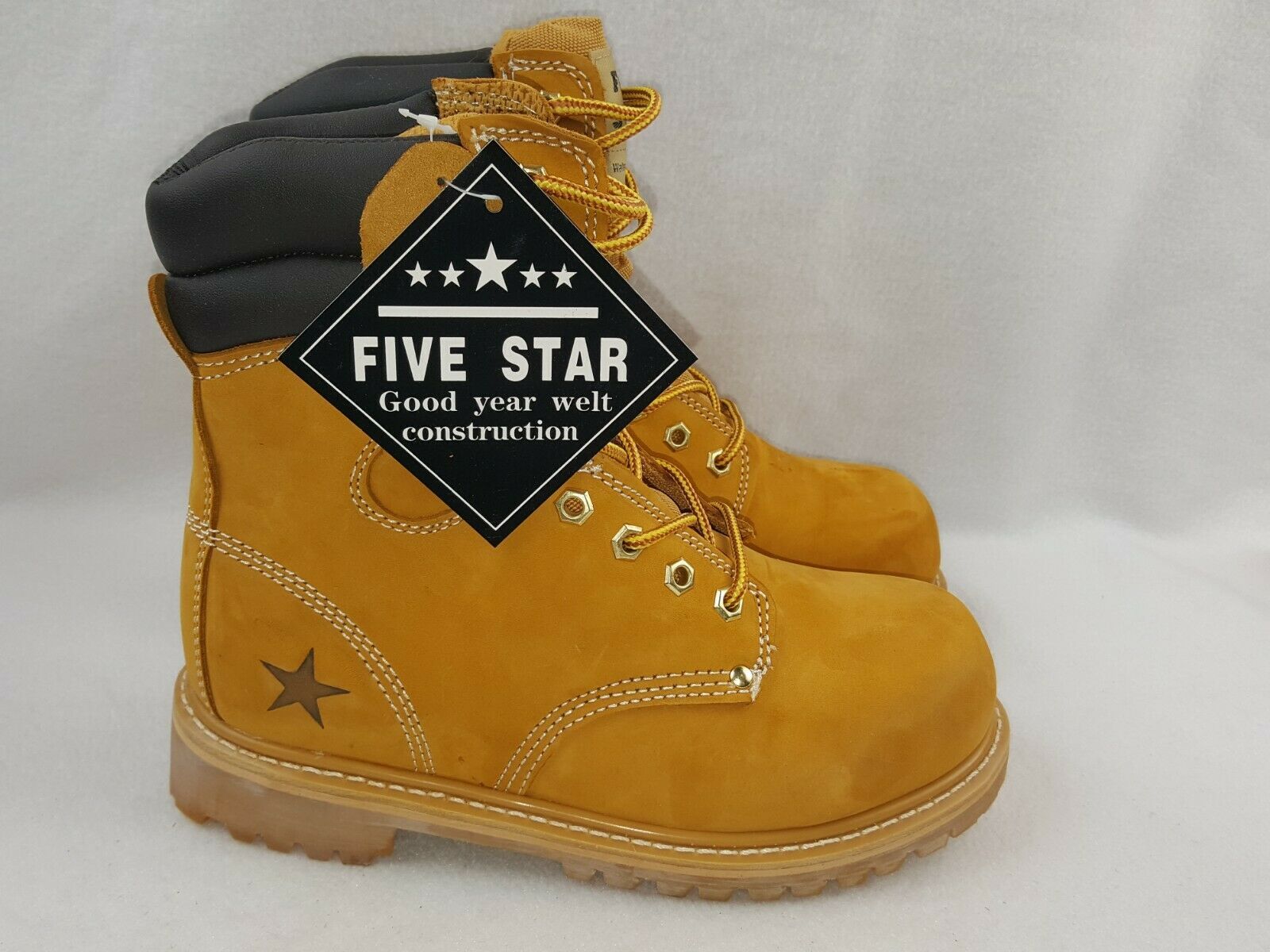 Five Star "W833T" Men's Genuine Leather Work Boots Wide Width Size 6.5 & 11
