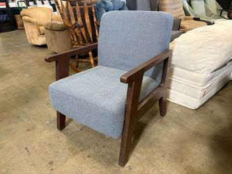 Modern Denim Blue Accent Chair with Dark Finished Wooden Base