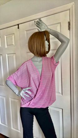 Pink Printed Wrap-Style Blouse