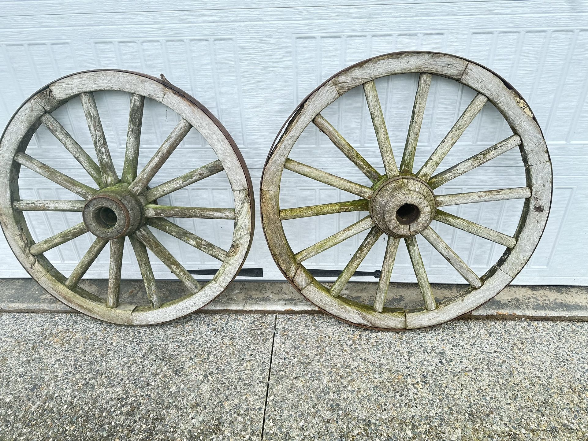 Rare Antique Wooden Wagon Wheels - 14 Spoke