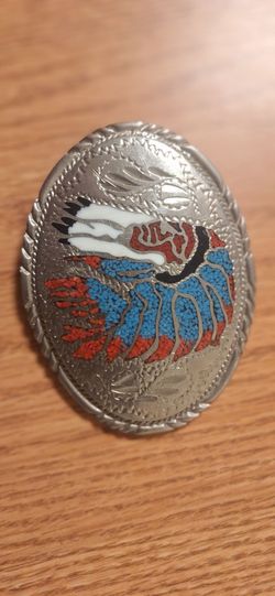 Western Eagle Belt Buckle with Stone Inlay